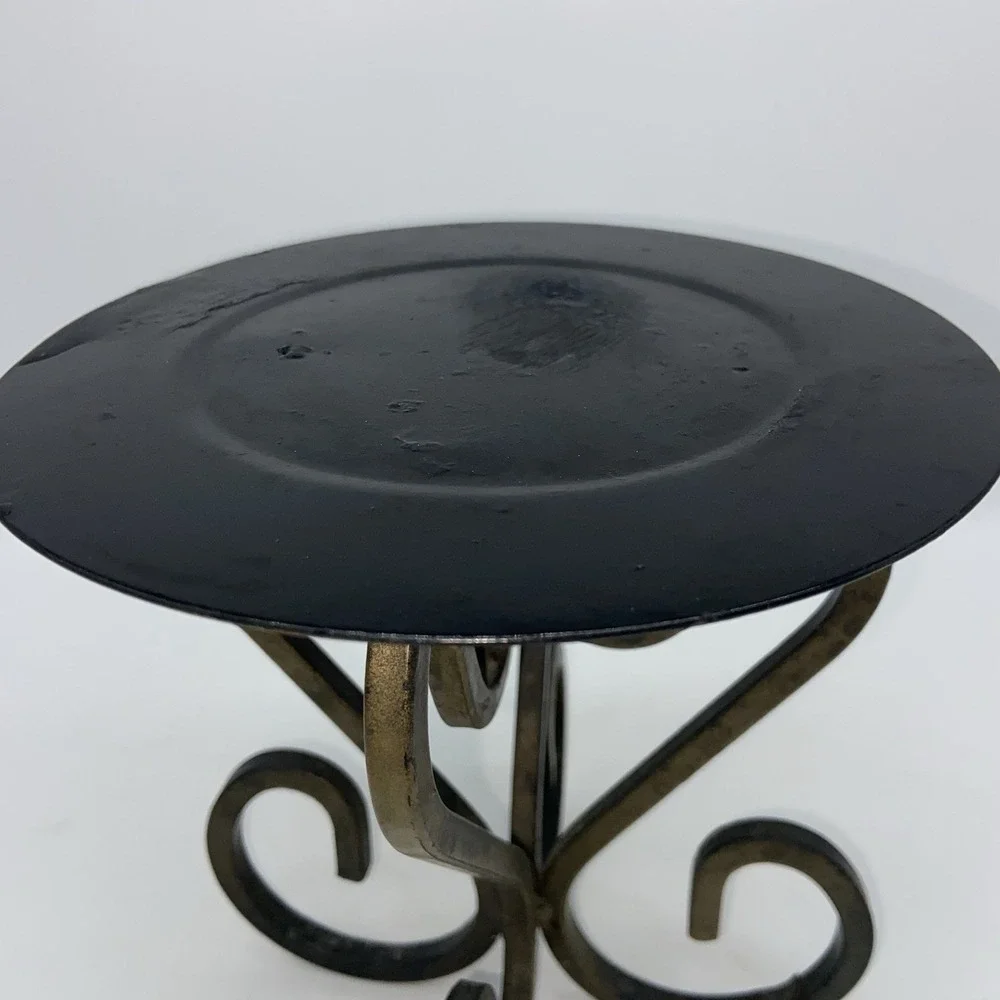 Black Wrought Iron Scroll Candle Holder Pedestal Stand‎ Metal Display Riser 6